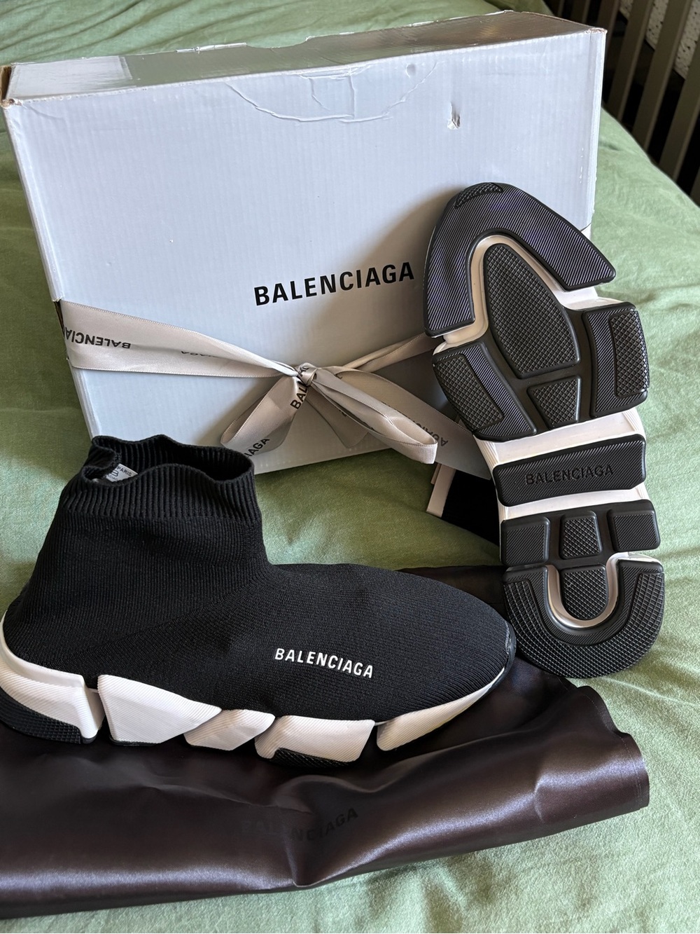 Balenciaga Black and White Speed Sock Sneakers